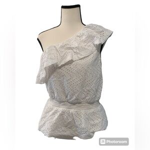 Express | white lace cold shoulder top